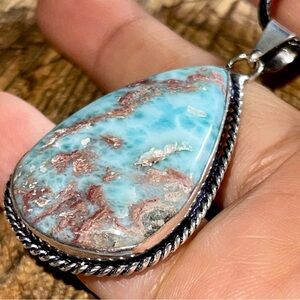 Blue Caribbean Larimar Pendant 2”